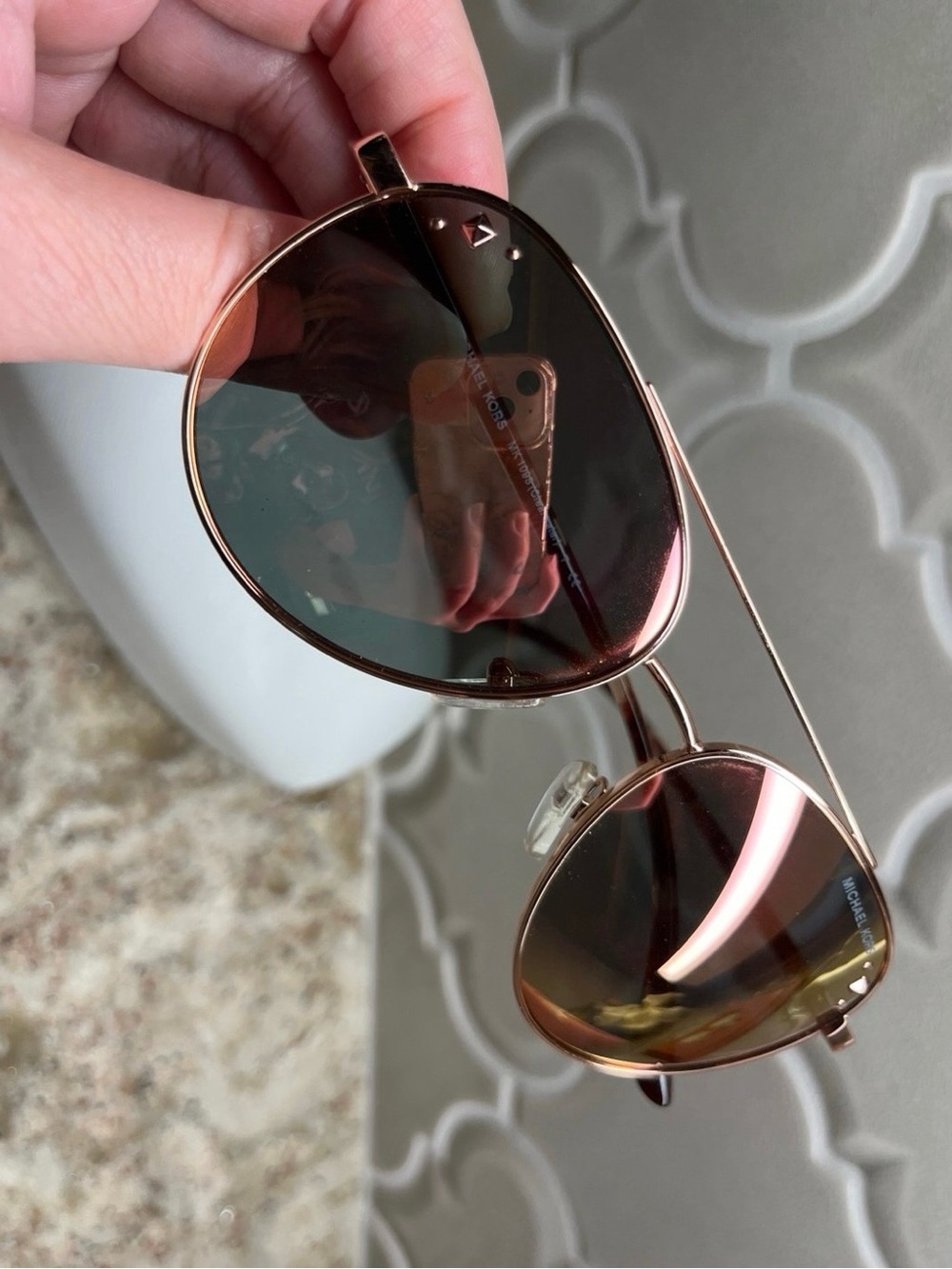Michael Kors Rose Gold Aviator Sunglasses - Picture 8 of 9